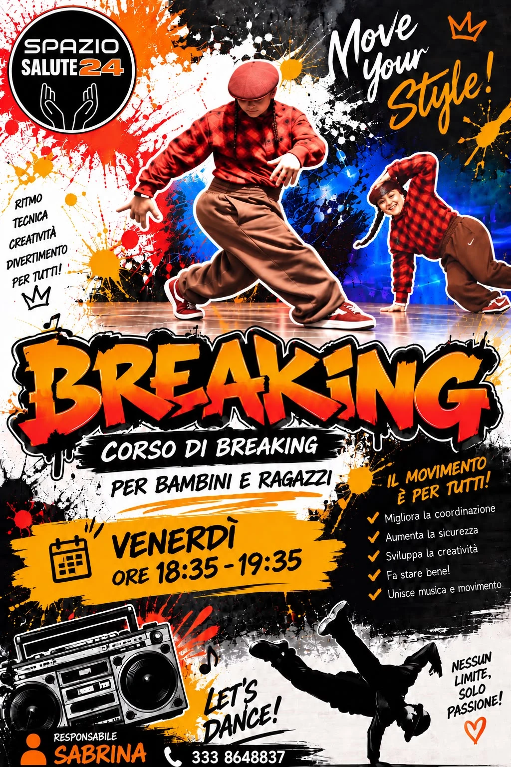 Locandina corso di Breaking per bambini e ragazzi