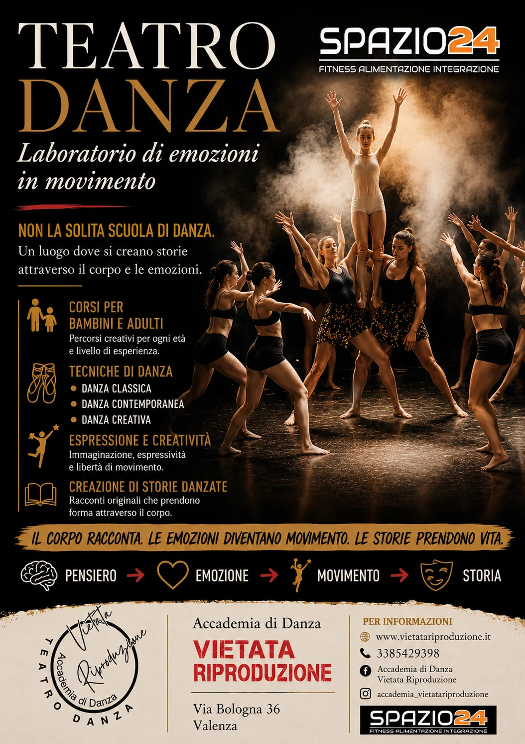 Locandina Teatro Danza, laboratorio di emozioni in movimento